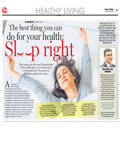 Sleep Right First Print Indore Edition Dated 15th March 2019